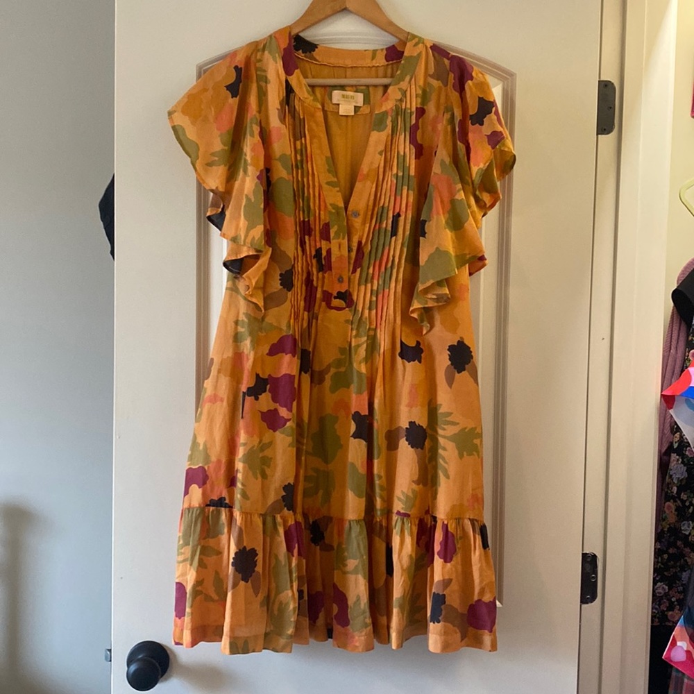 Maeve Yellow Floral Ruffle-Sleeve Tiered Dress